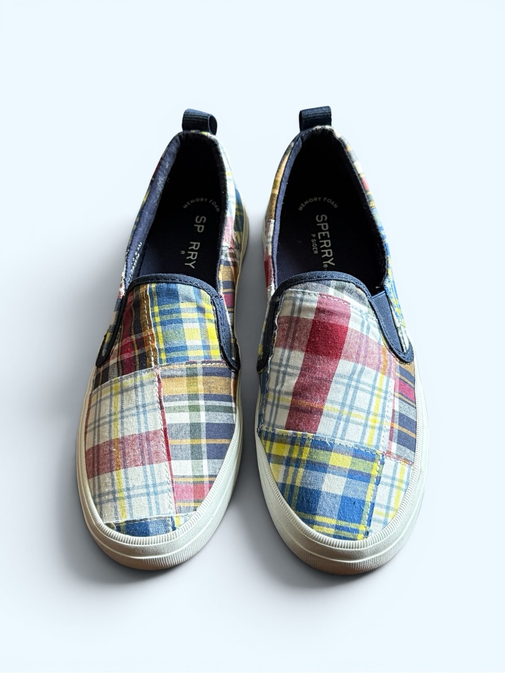 SPERRY Multicolor Plaid Slip-On Shoes Size 8.5 Women